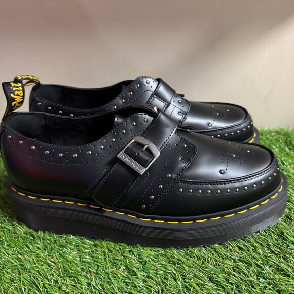 Dr Martens Ramsey Quad Stud Platform Creepers Men\'s 12 Black Leather Monk Strap main image 5